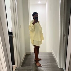 SHEIN Yellow Striped Shirt and Shorts Set